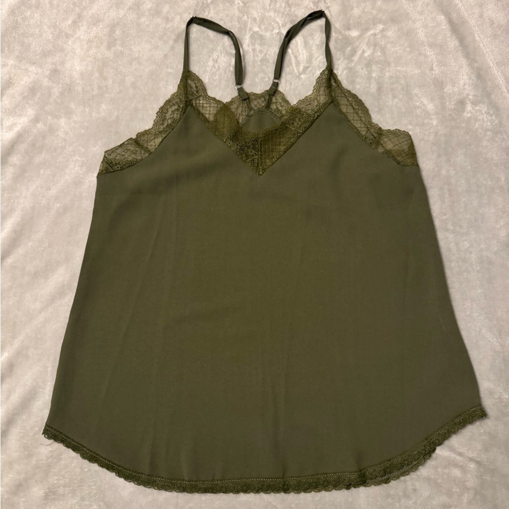 Olive Lace Trim Cami Top